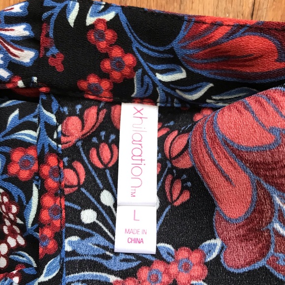 Xhilaration Red & Blue Floral Long Sleeve Dress - Picture 4 of 8